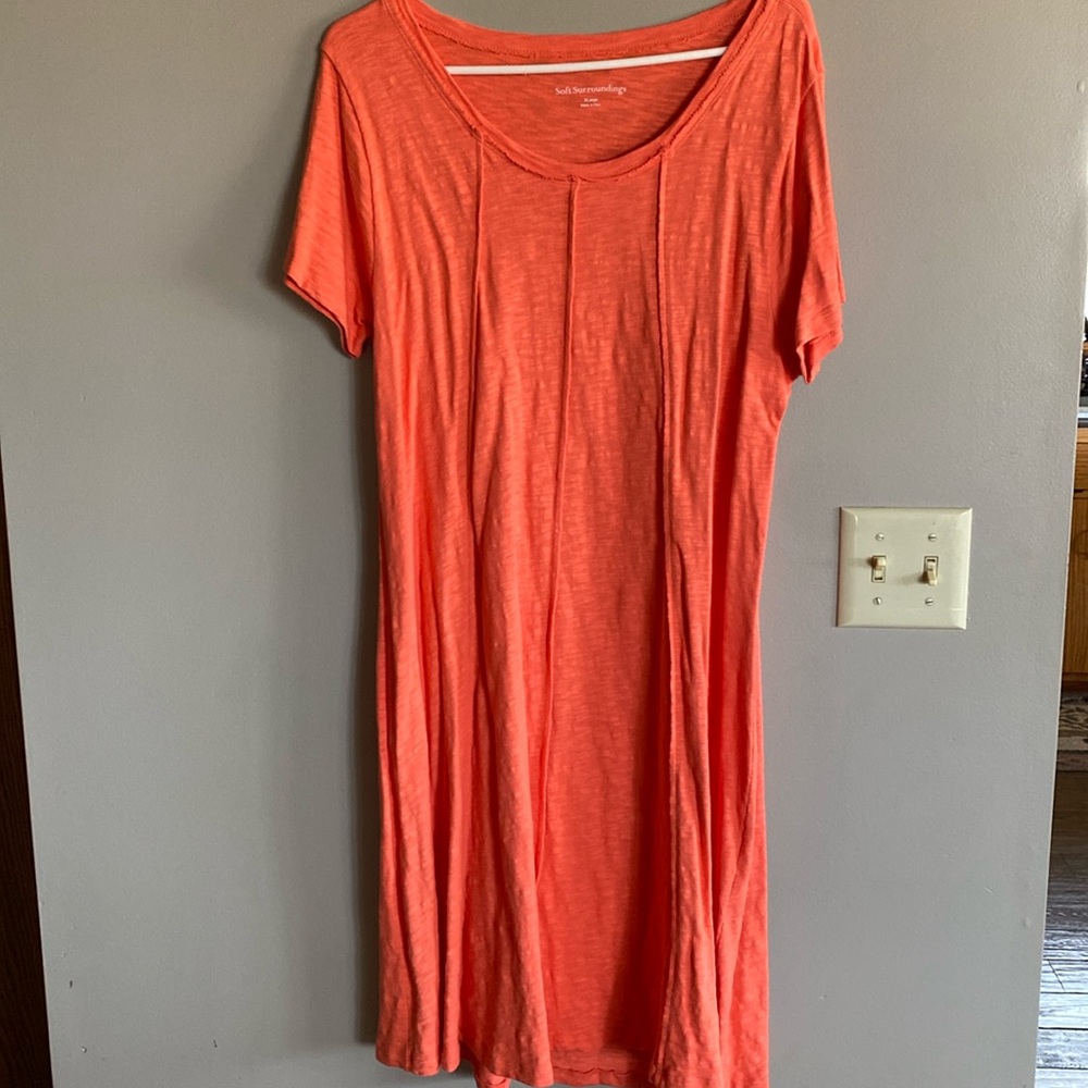 Coral Seamed Tee Dress